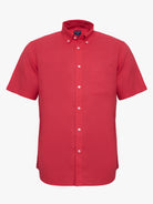 RED LINEN SHIRT SHORT SLEEVE REGULAR FIT MR. BLUE
