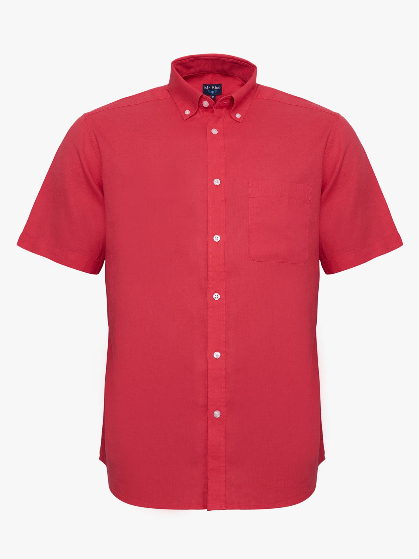 RED LINEN SHIRT SHORT SLEEVE REGULAR FIT MR. BLUE