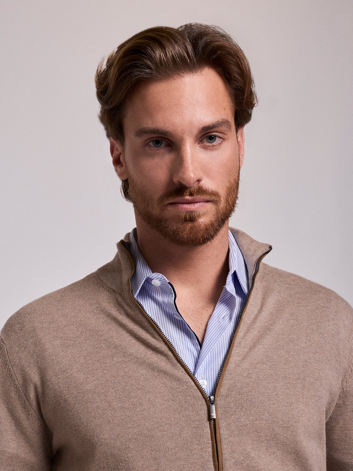 BEIGE COTTON PULLOVER LONG SLEEVE REGULAR FIT MR. BLUE