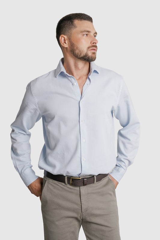 CAMISA ALGODÃO REGULAR FIT AZUL LISA MARK BELLUCCI