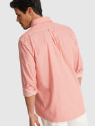 RED LONG SLEEVE REGULAR FIT MR SHIRT. BLUE