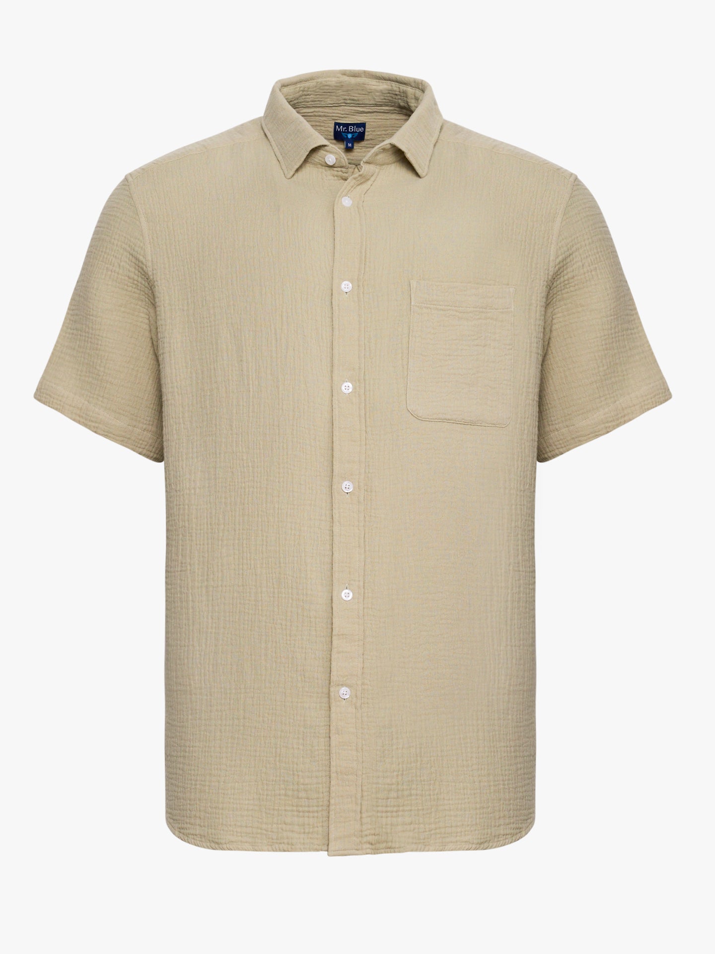 CAMISA ALGODÓN VERDE MANGA CORTA REGULAR FIT MR. AZUL