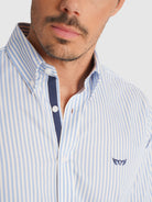 CAMISA SARGA AZUL MANGA LARGA REGULAR FIT MR. AZUL