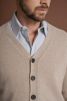 CARDIGAN LÃ REGULAR FIT BEGE LISO MR. BLUE