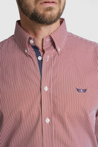 CAMISA ALGODÃO REGULAR FIT VERMELHA RISCAS MR. BLUE