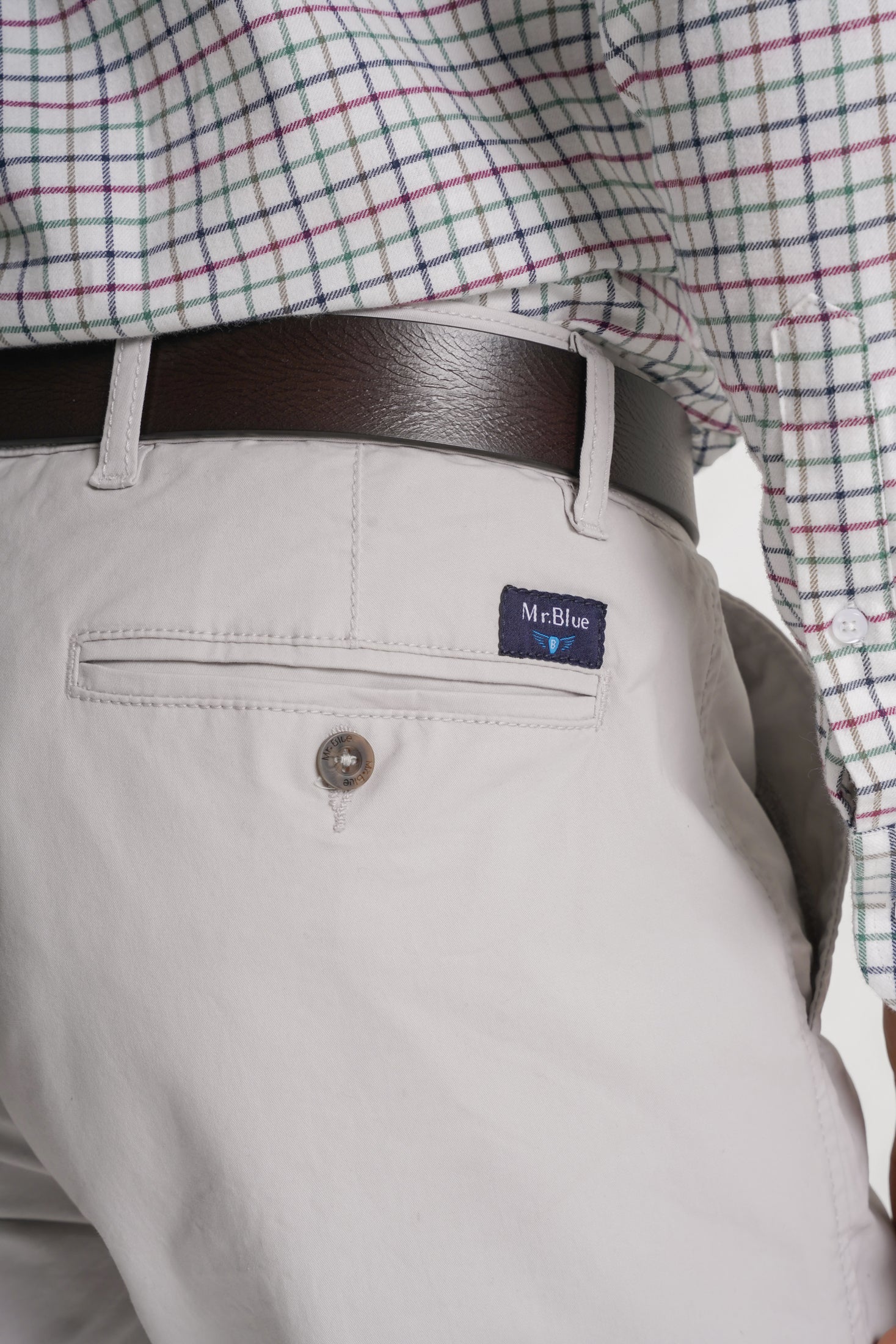 CALÇAS ALGODÃO SLIM FIT BEGES LISAS MR. BLUE