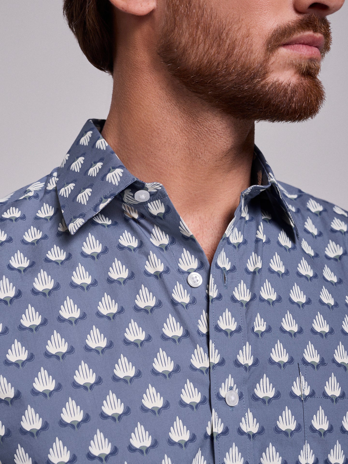 BLUE COTTON SHIRT SHORT SLEEVE REGULAR FIT MR. BLUE