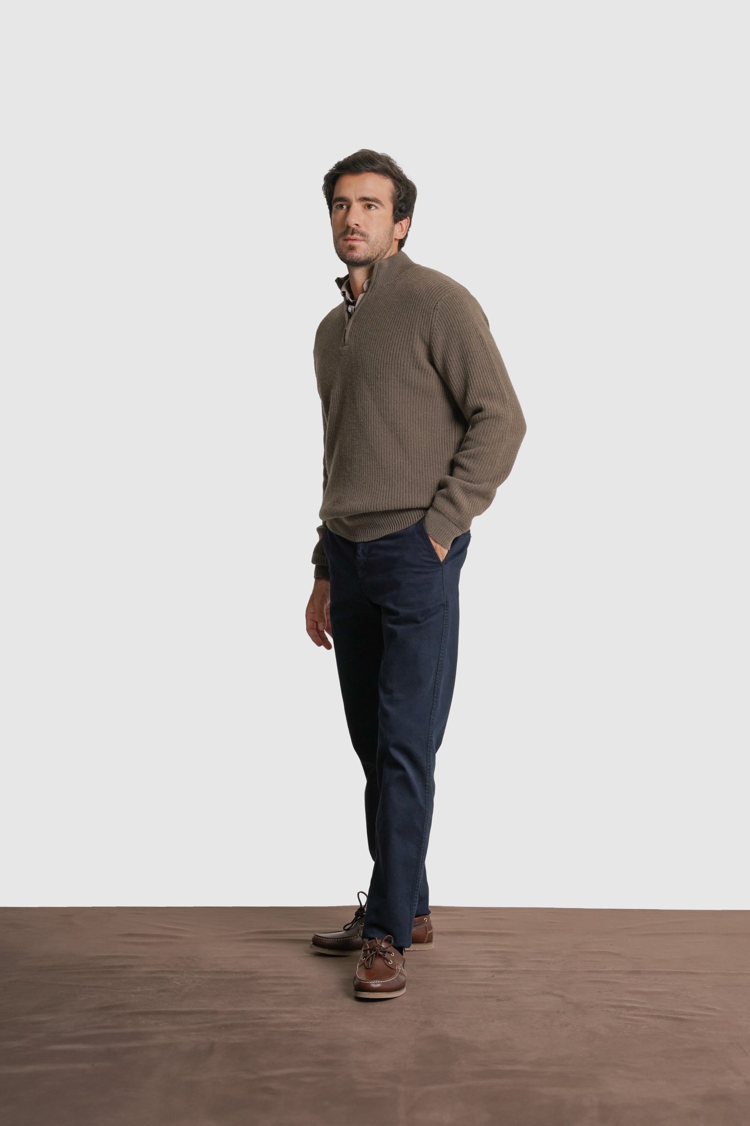 PULLOVER LÃ MERINO REGULAR FIT VERDE LISO MARK BELLUCCI