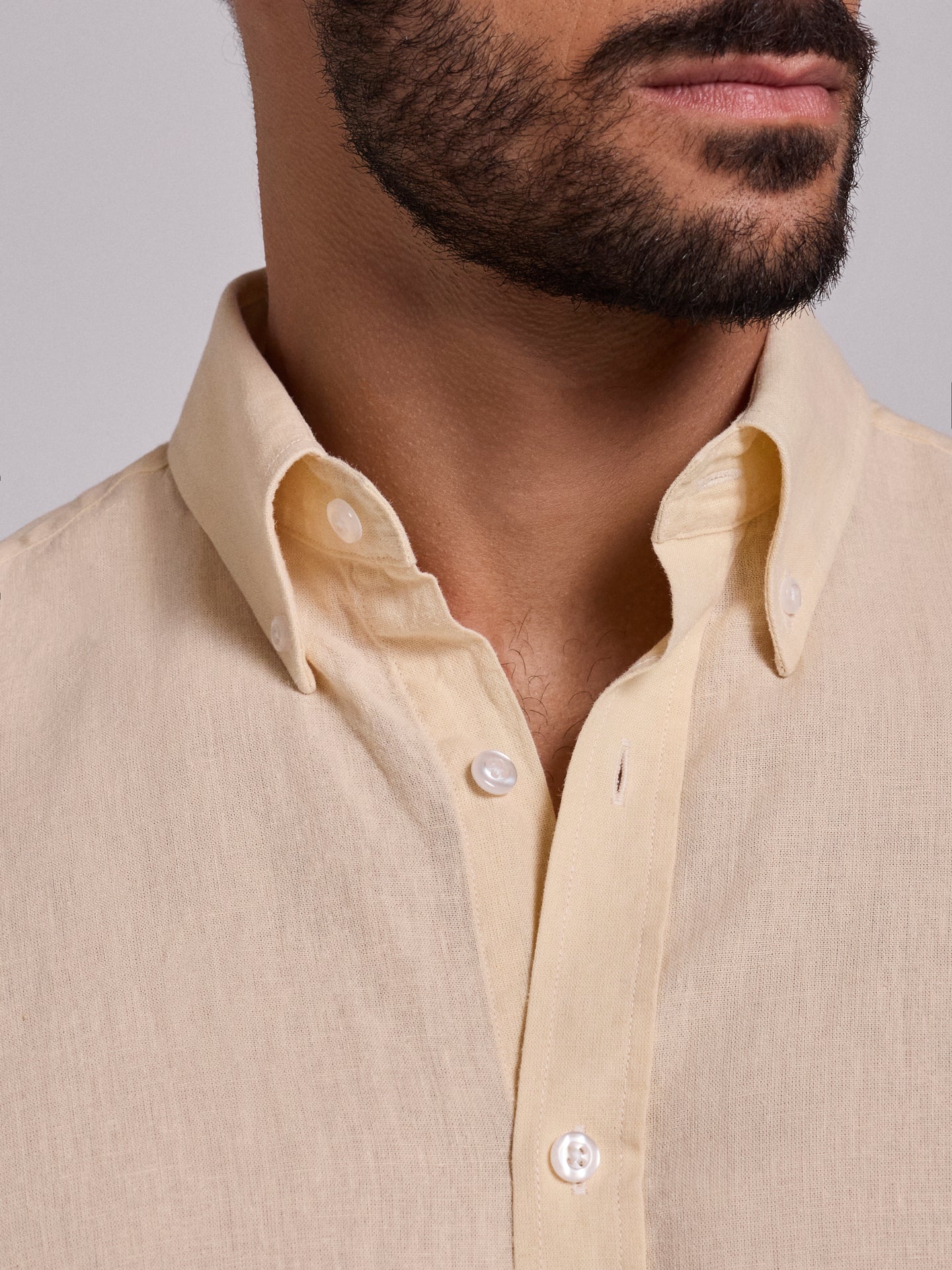 YELLOW LINEN SHIRT LONG SLEEVE REGULAR FIT MR. BLUE