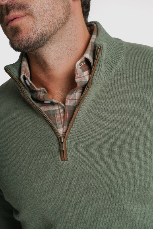 PULLOVER LÃ REGULAR FIT VERDE LISO MR. BLUE