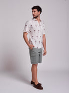 CAMISA LINO ROJA MANGA CORTA REGULAR FIT MR. AZUL