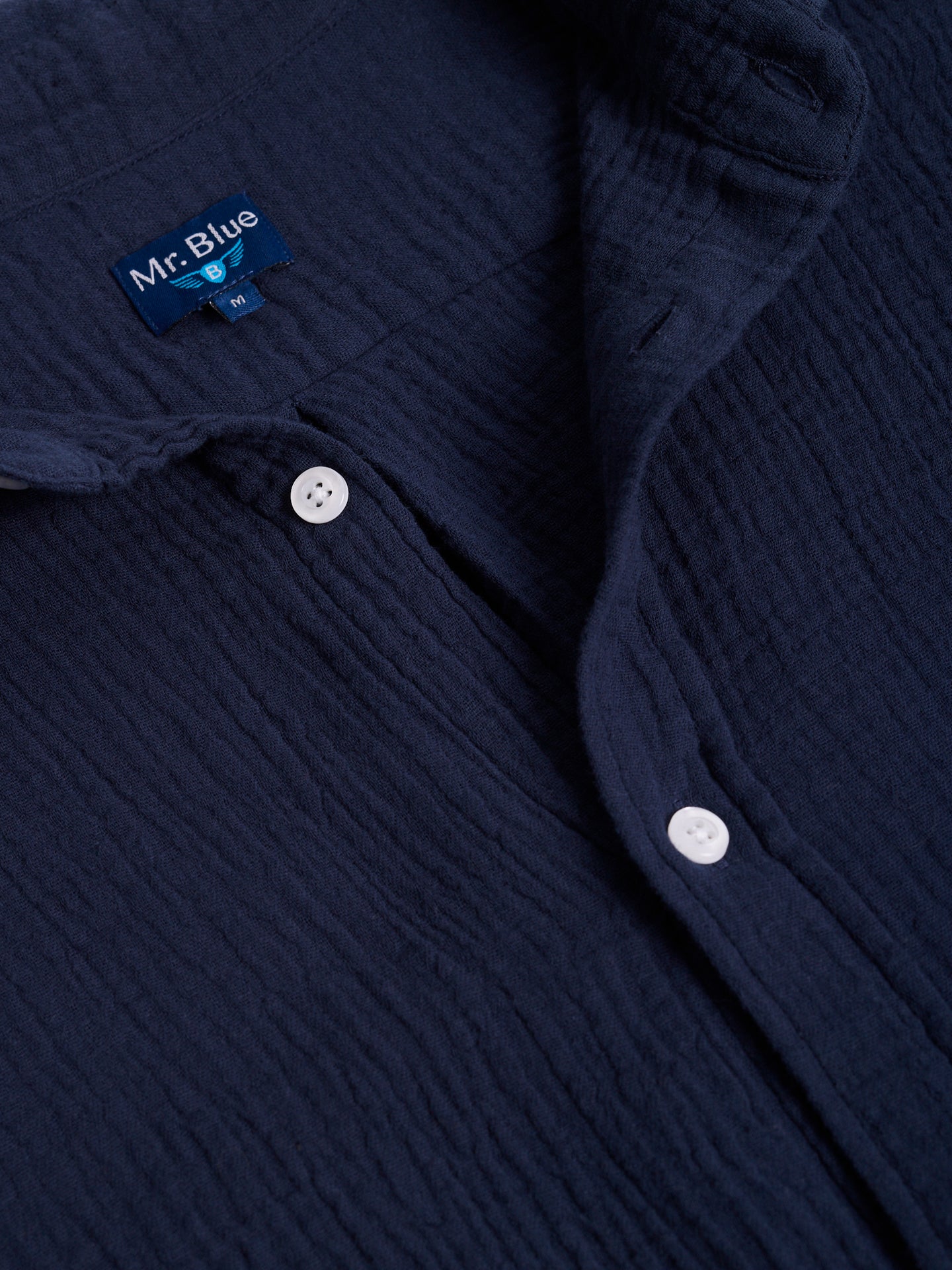 SEERSUCKER AZUL MANGA CORTA REGULAR FIT MR. AZUL