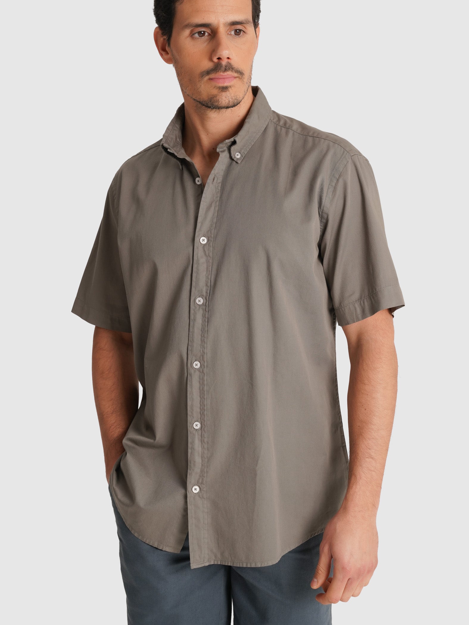 CAMISA SARGA VERDE MANGA CORTA REGULAR FIT MR. AZUL