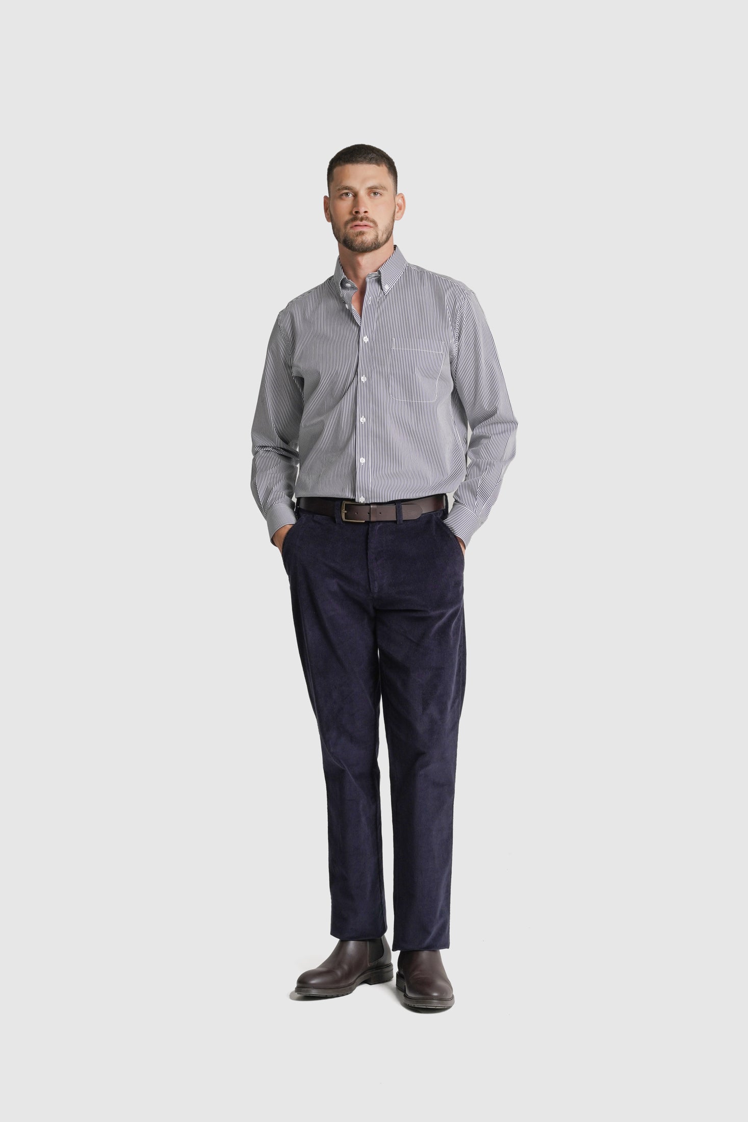 CAMISA ALGODÃO REGULAR FIT AZUL RISCAS MR. BLUE