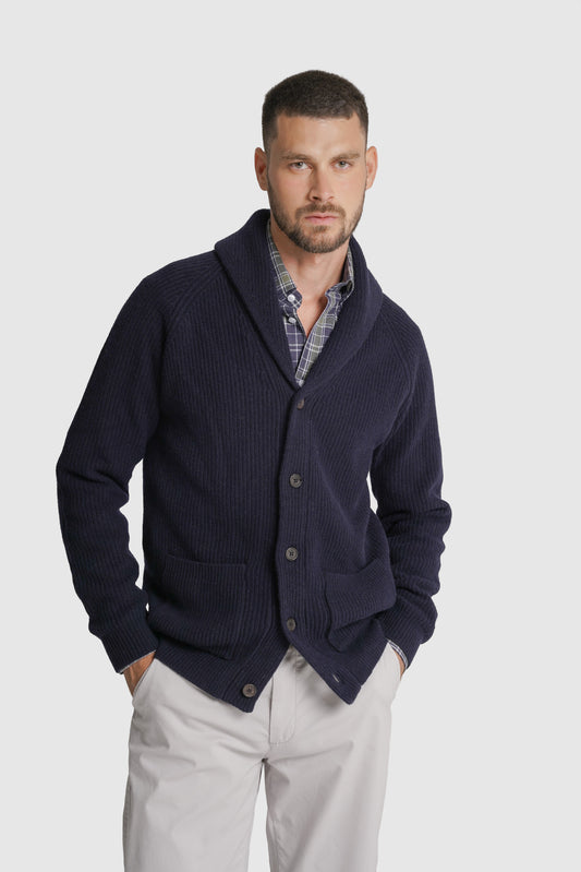 CARDIGAN LÃ REGULAR FIT AZUL LISO MR. BLUE