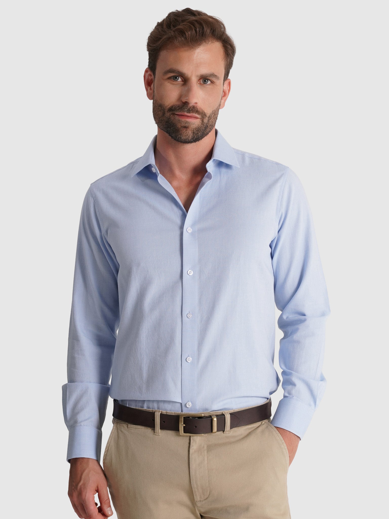 CAMISA ALGODÓN AZUL MANGA LARGA SLIM FIT MR. AZUL