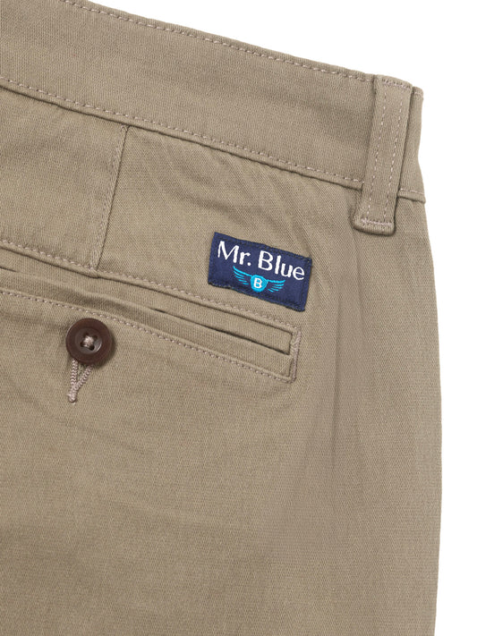 CALÇAS ALGODÃO REGULAR FIT BEGES LISAS MR. BLUE