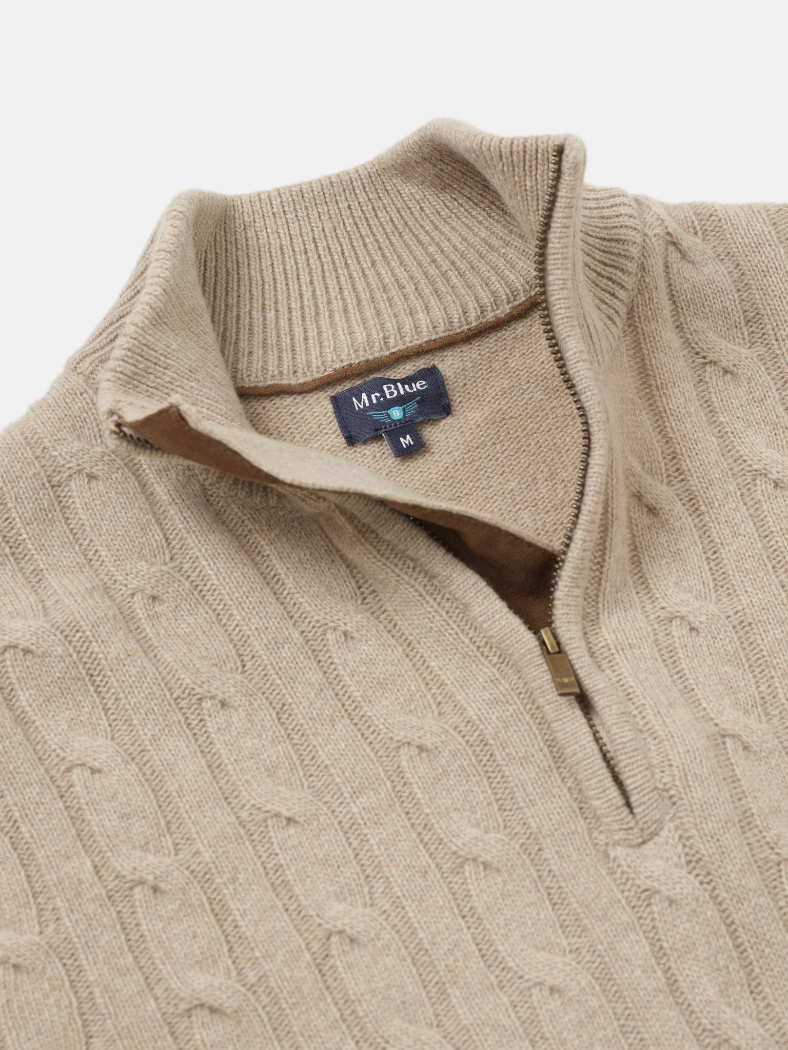 PULLOVER LÃ REGULAR FIT BEGE LISO MR. BLUE