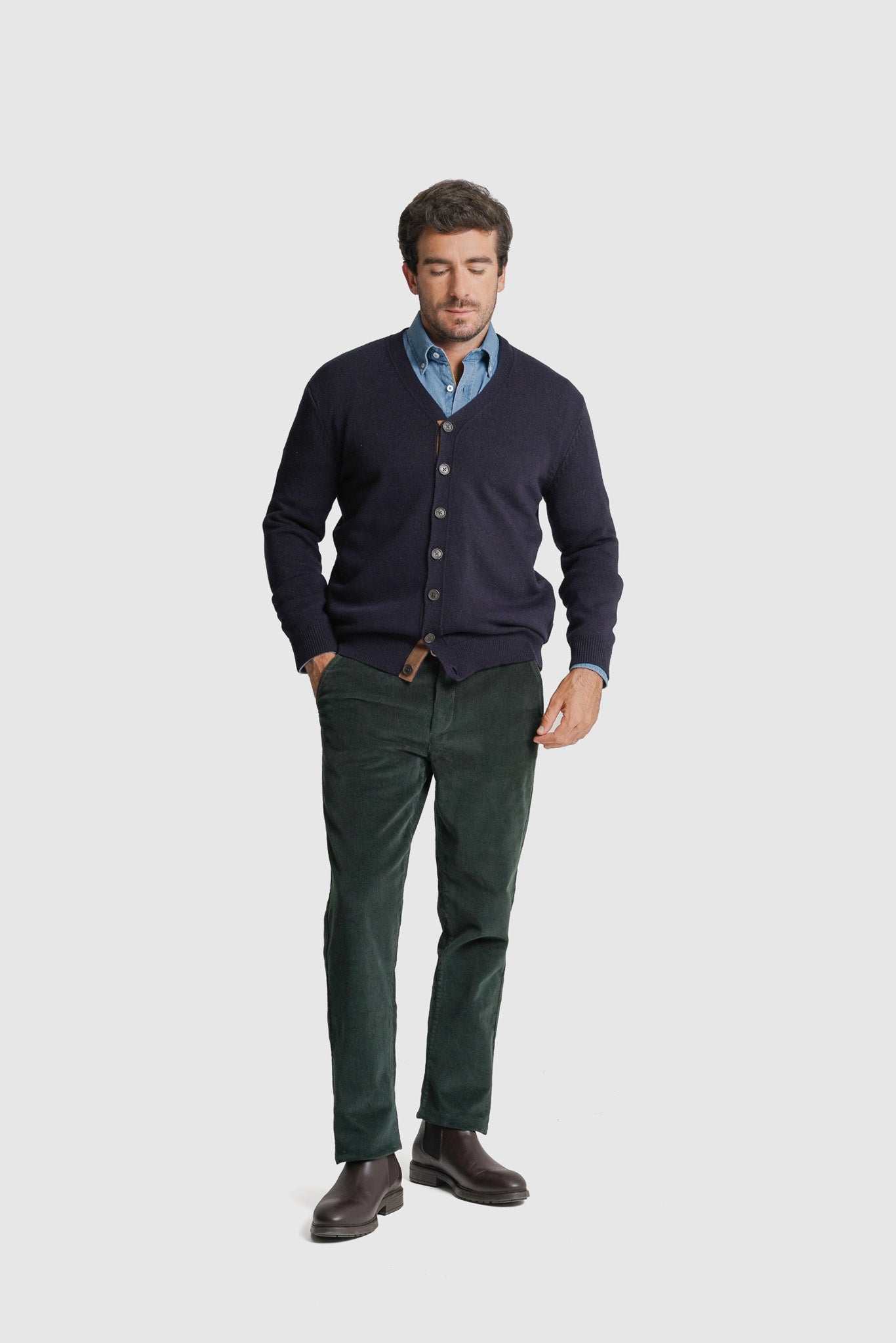 CARDIGAN LÃ REGULAR FIT AZUL LISO MR. BLUE