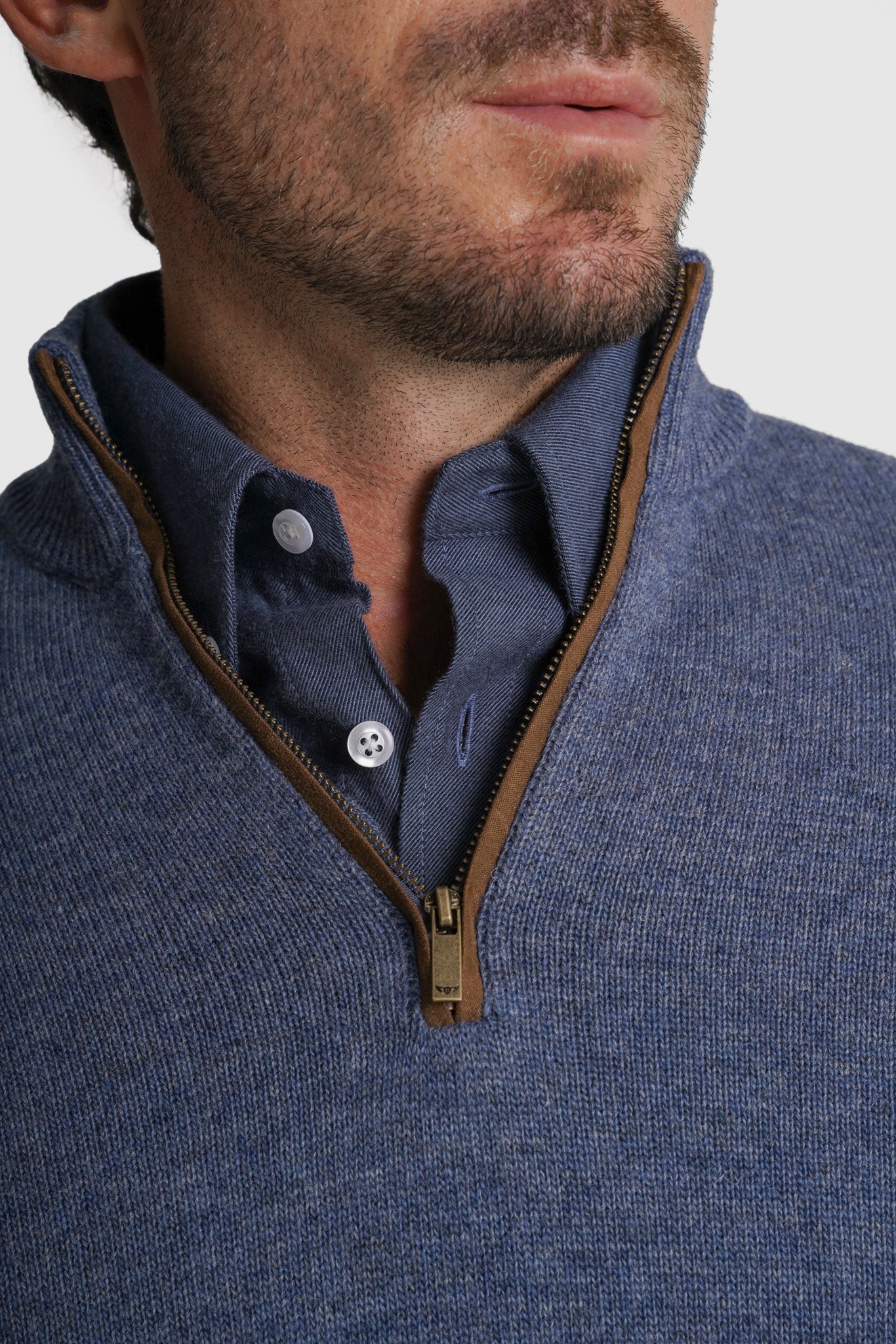 PULLOVER LÃ REGULAR FIT AZUL LISO MR. BLUE