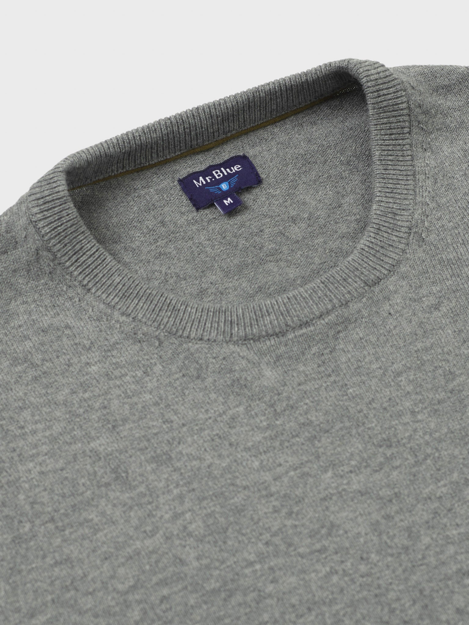 PULLOVER LÃ REGULAR FIT CINZENTO LISO MR. BLUE