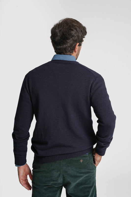 CARDIGAN LÃ REGULAR FIT AZUL LISO MR. BLUE