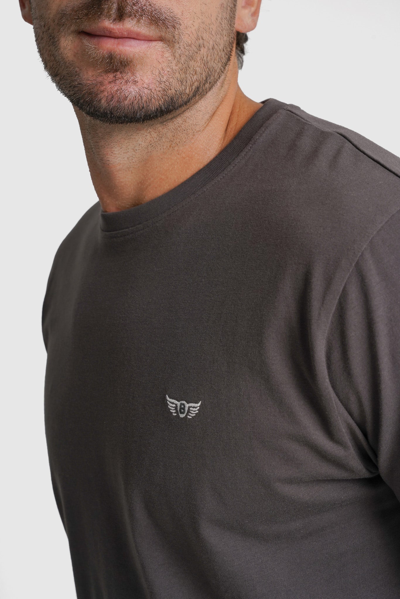 T-SHIRT ALGODÃO CINZENTA PADRÃO MR. BLUE