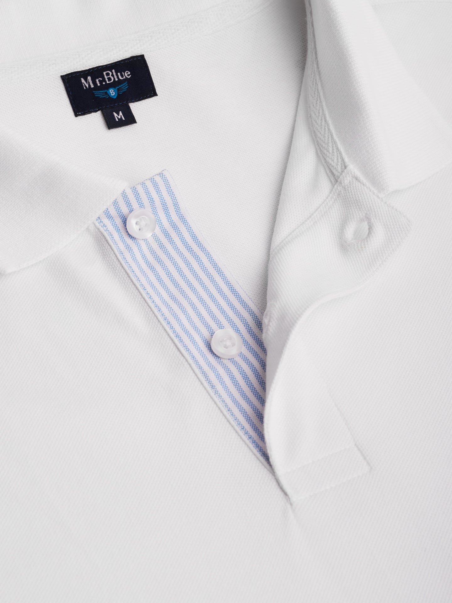 Polo Regular Fit Piquet Branco Mr. Blue