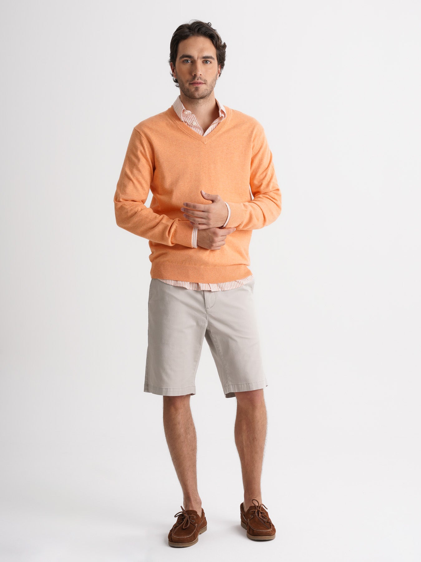 Mr. Blue Slim Orange Cashmere Pullover
