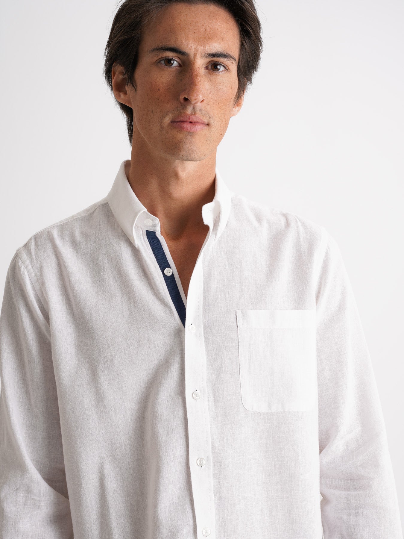 Camisa Regular Fit Linho Branca Mr. Blue