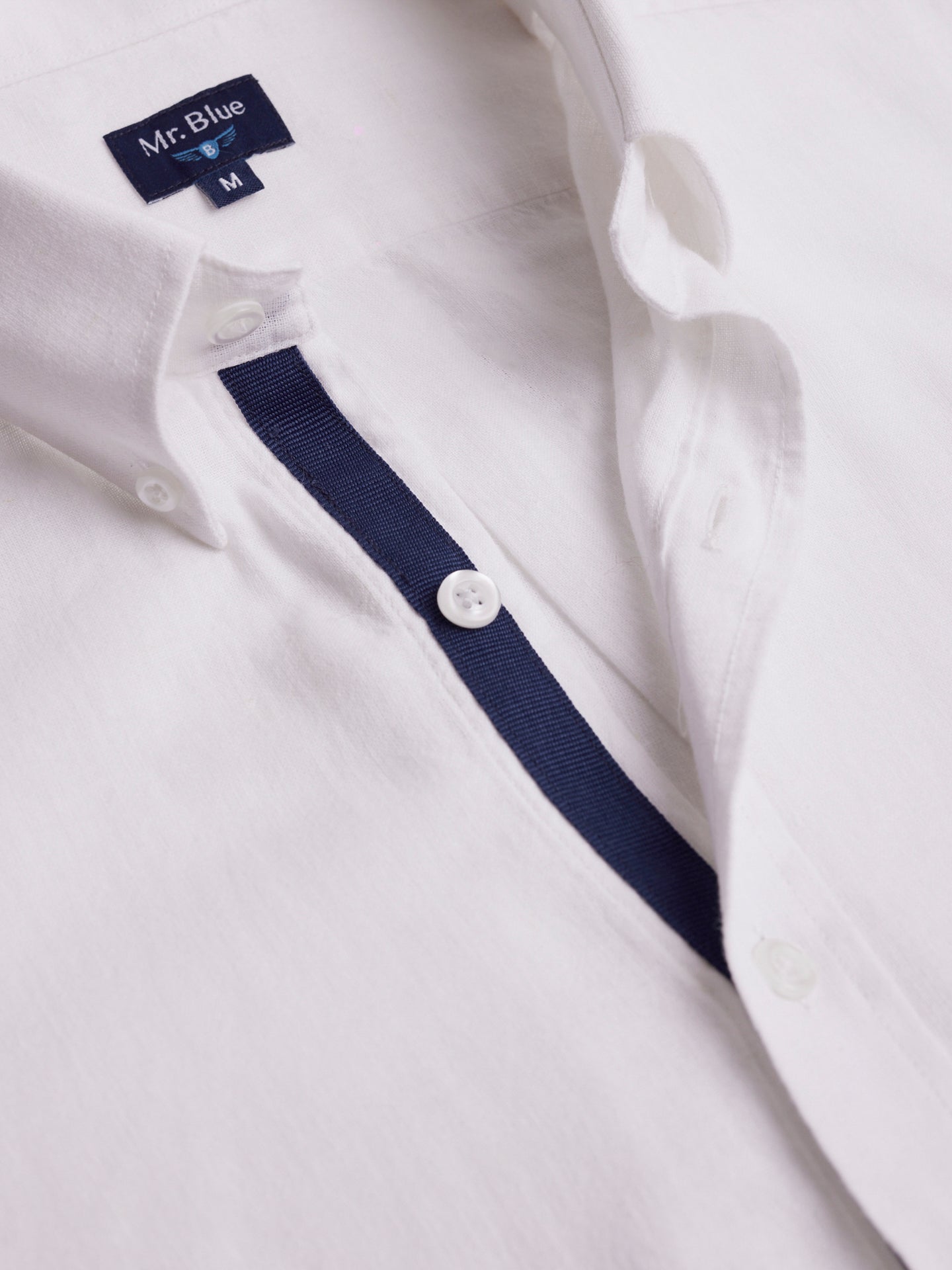 Camisa Regular Fit Linho Branca Mr. Blue