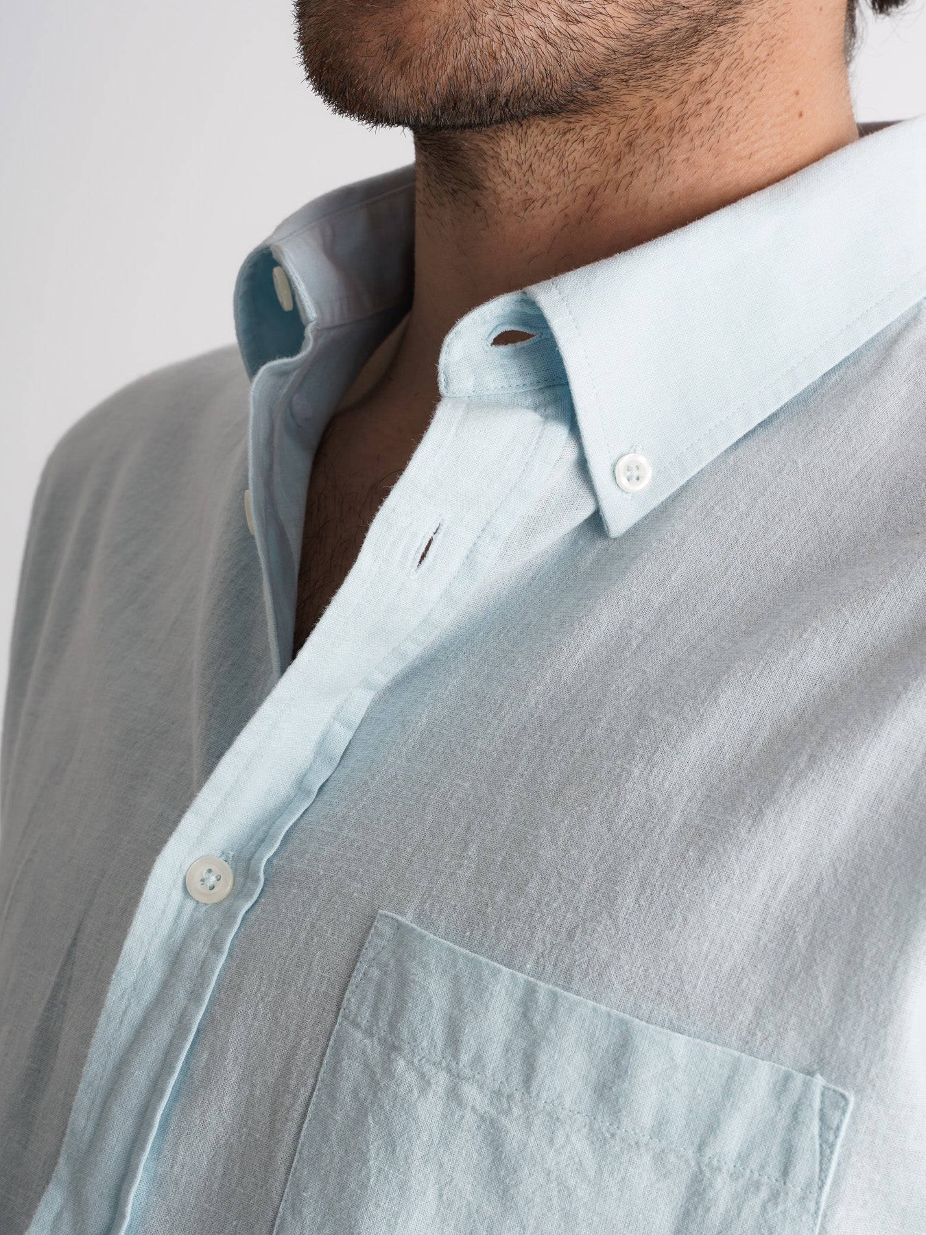 Camisa Regular Fit Linho Azul Mr. Blue